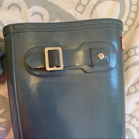 Tall Grey Glossy Hunter Boots - Picture 9 of 9